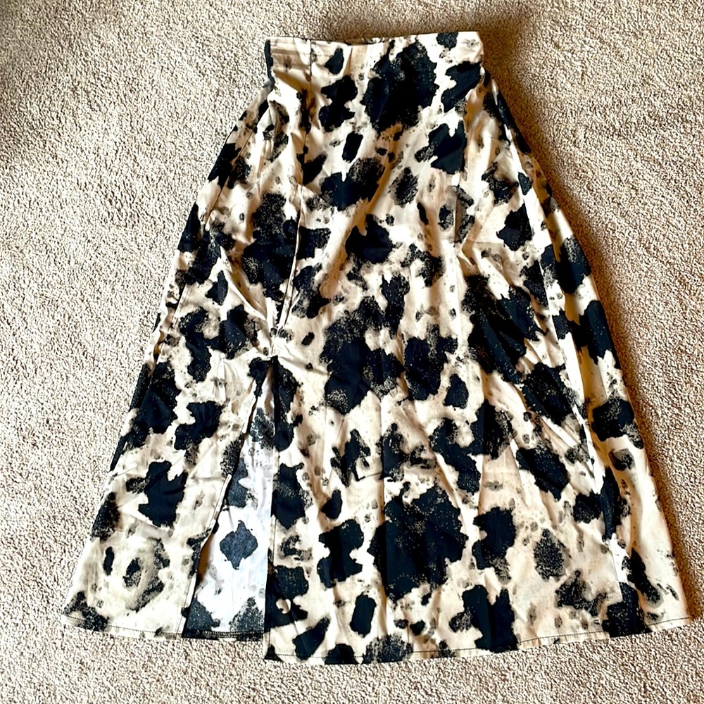 NWT Long Cow Print Skirt